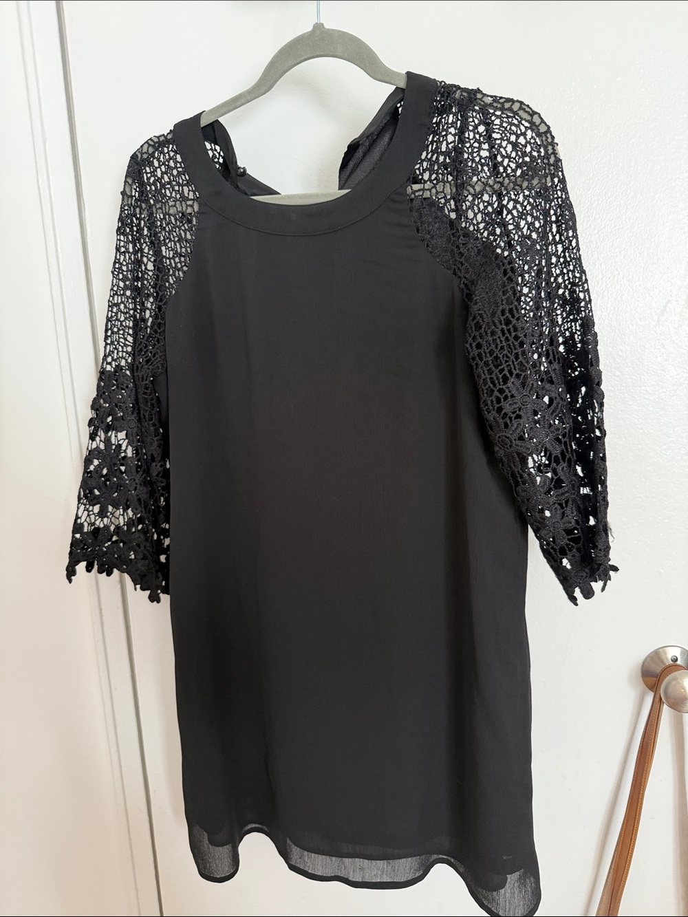 Black Crochet Sleeve Women's Dress